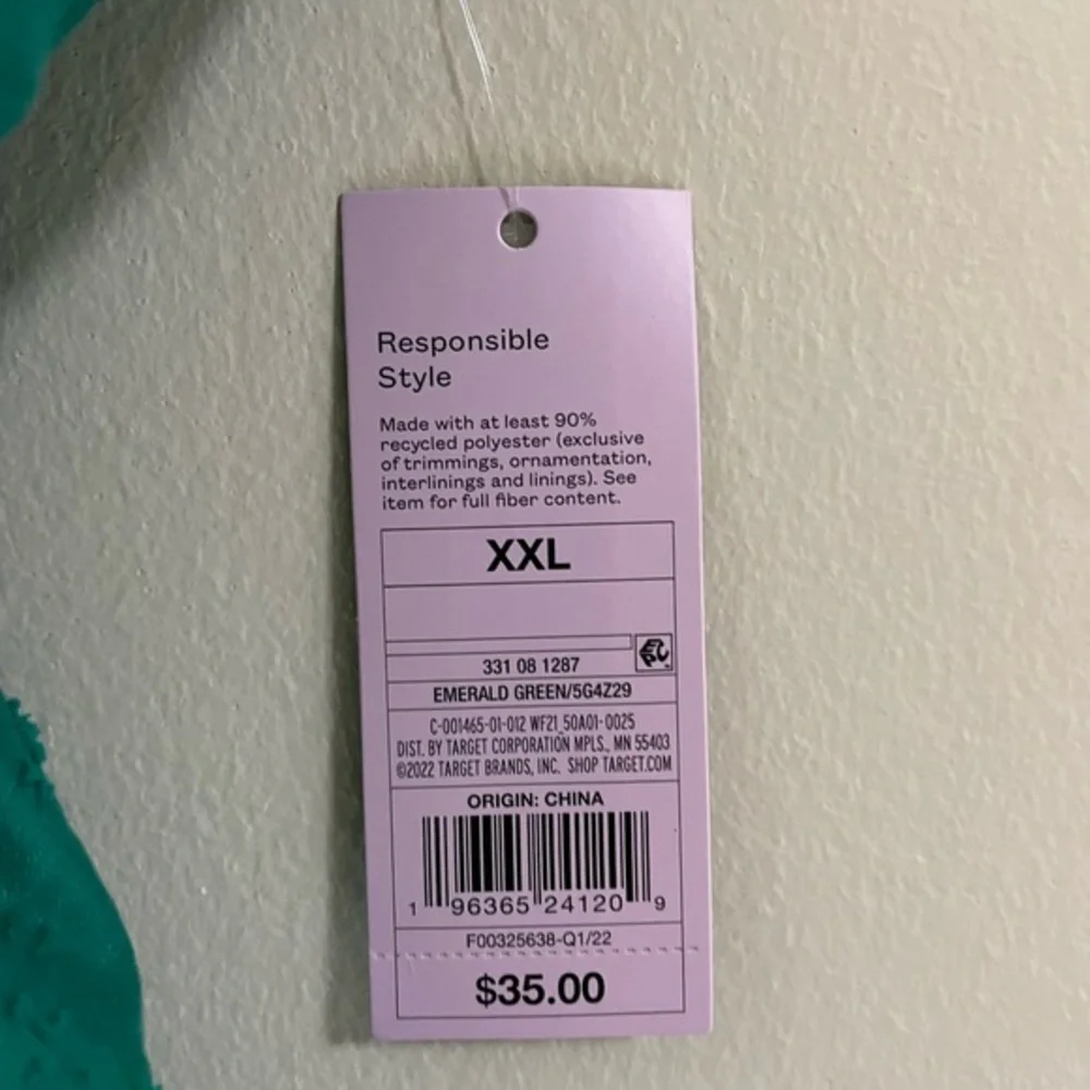 NWT Wild Fable Emerald Floral‎ Mini Dress - XXL
